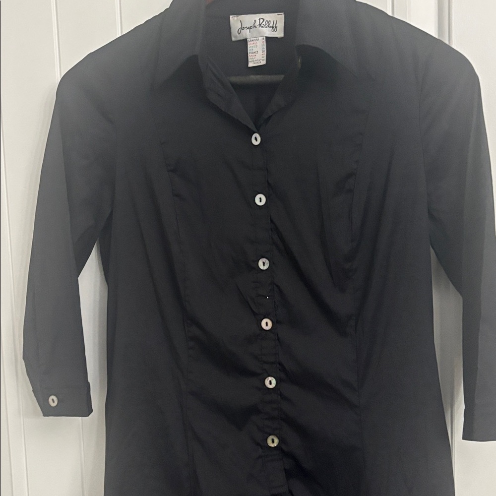 Joseph Ribkoff Black Button-Front Ruffled Shirt Dress - Picture 4 of 10